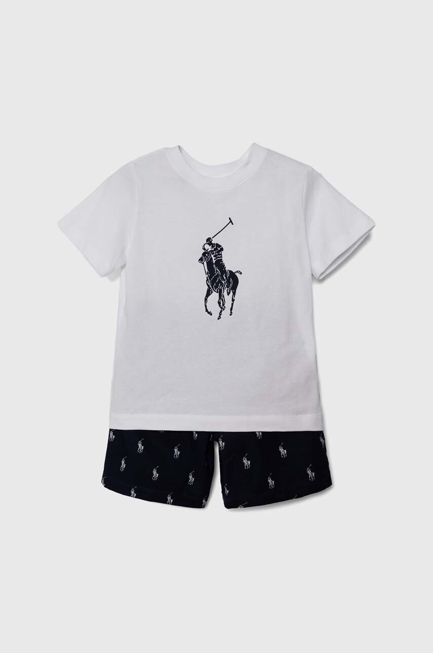 

Детска памучна пижама Polo Ralph Lauren в тъмносиньо с десен, Тъмносин
