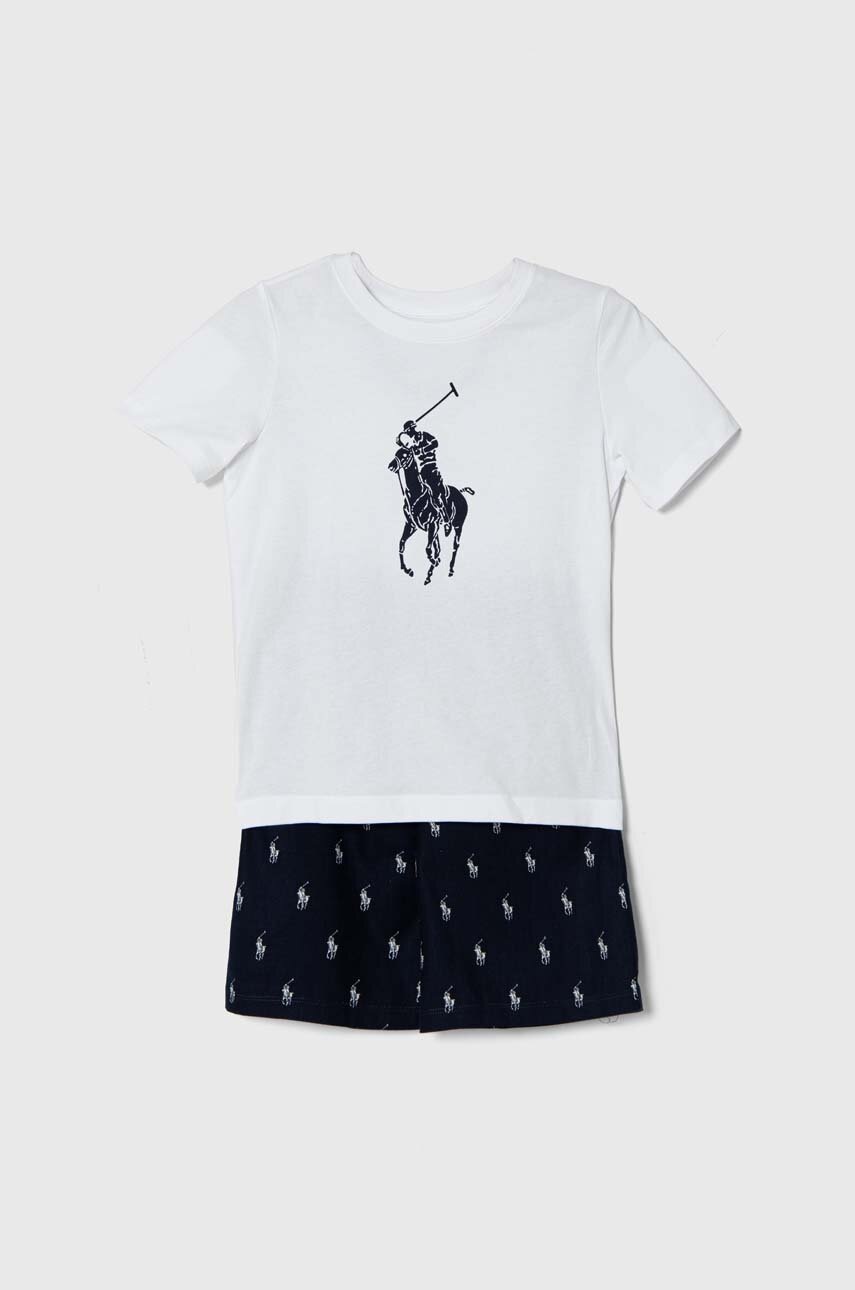 

Детска памучна пижама Polo Ralph Lauren в тъмносиньо с десен, Тъмносин