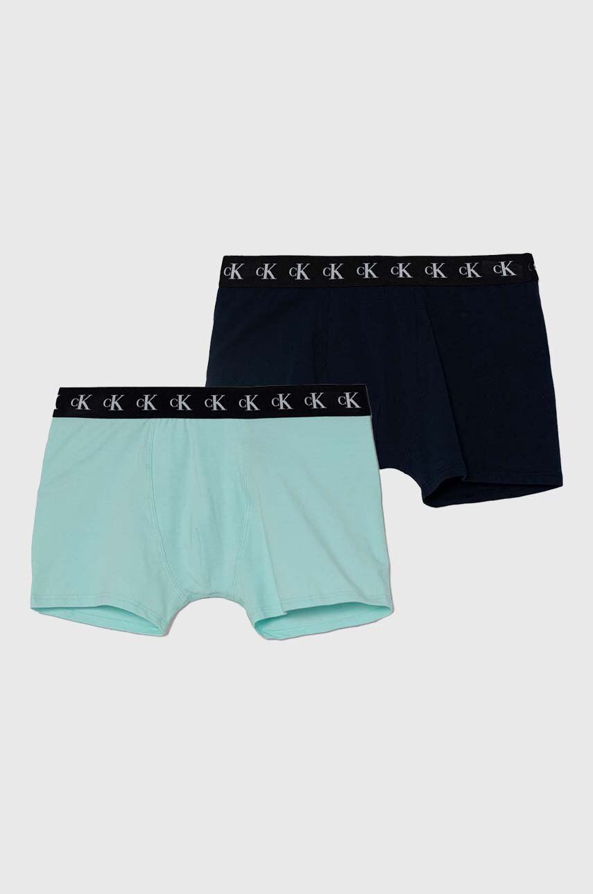 Levně Dětské boxerky Calvin Klein Underwear 2-pack tyrkysová barva
