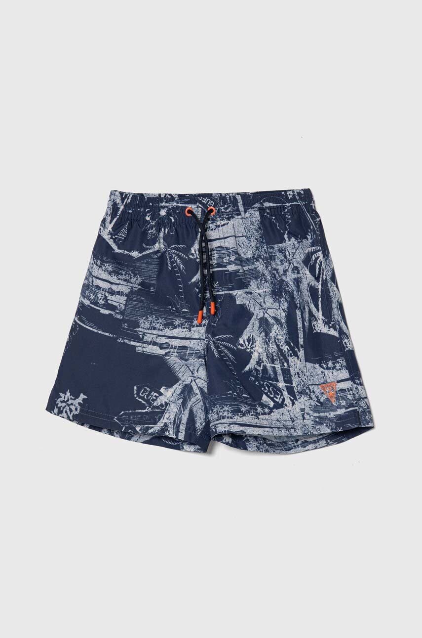 Levně Dětské plavkové šortky Guess tmavomodrá barva