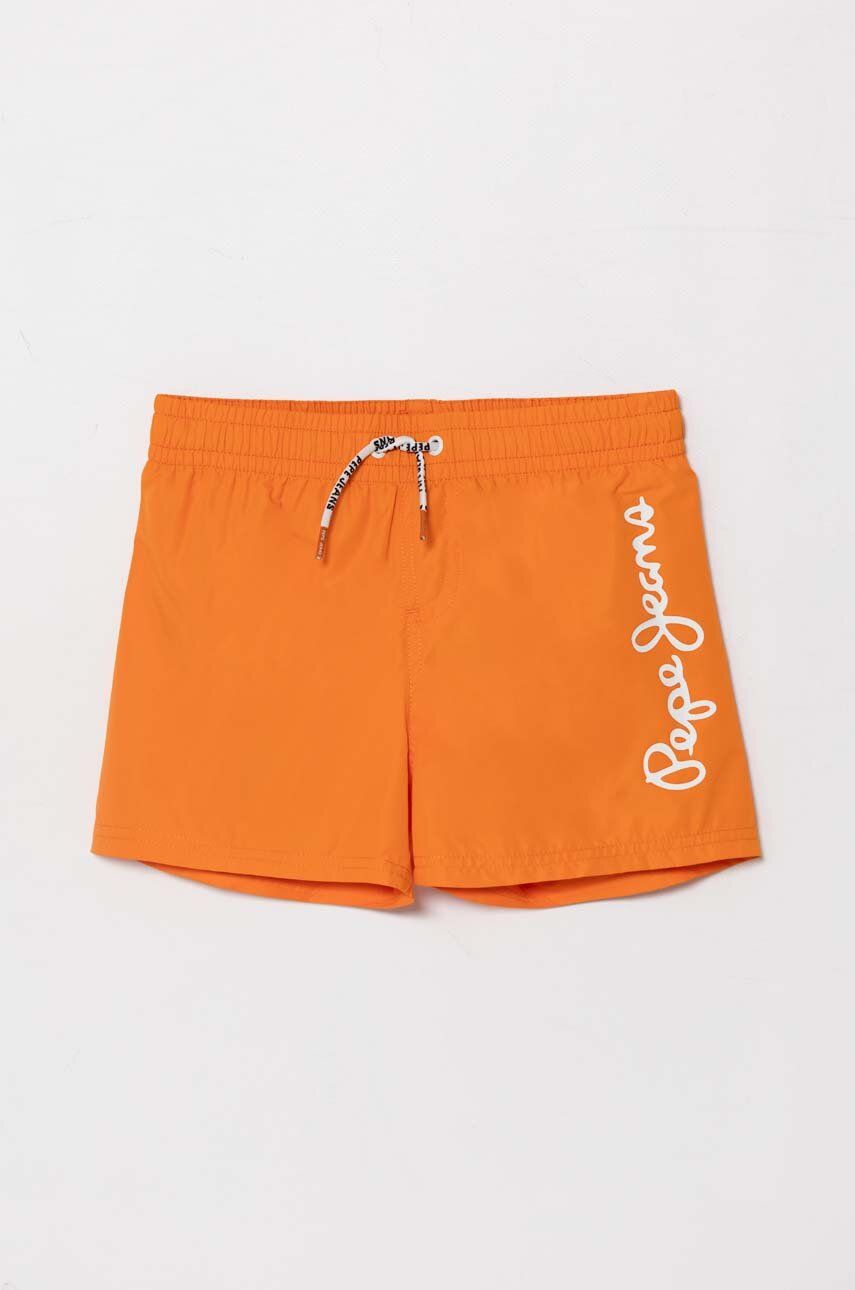 Pepe Jeans pantaloni scurti de baie copii LOGO SWIMSHORT culoarea portocaliu