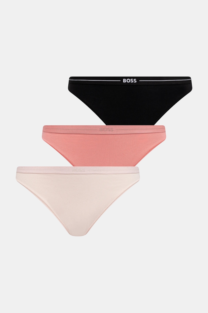 BOSS tangá dámske bavlnené s elastanom 3P THONG 3-pak
