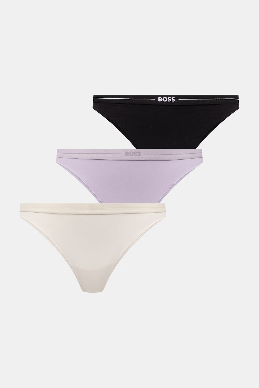 BOSS tangá dámske bavlnené s elastanom 3P THONG 3-pak