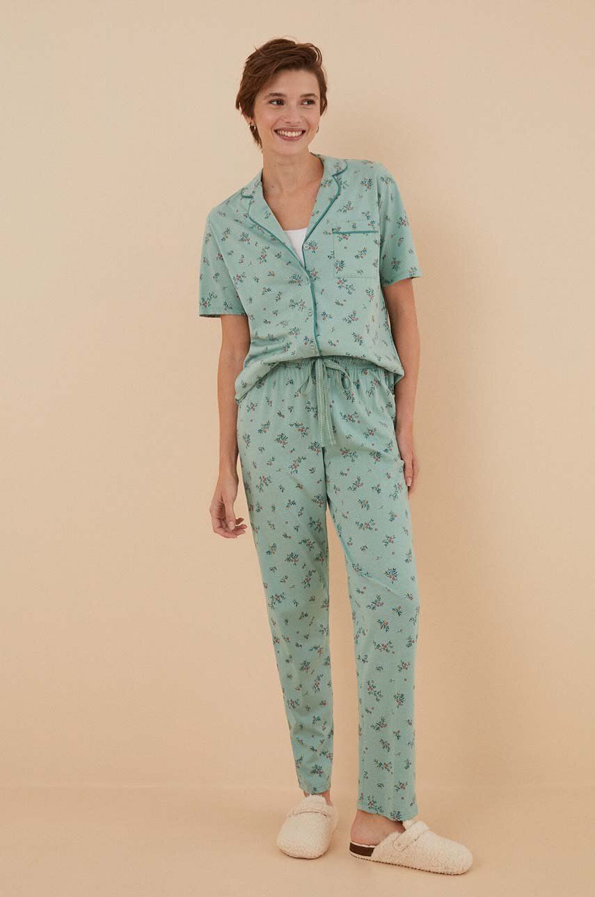 women'secret pijamale de bumbac Mix & Match culoarea verde, bumbac, 4856143