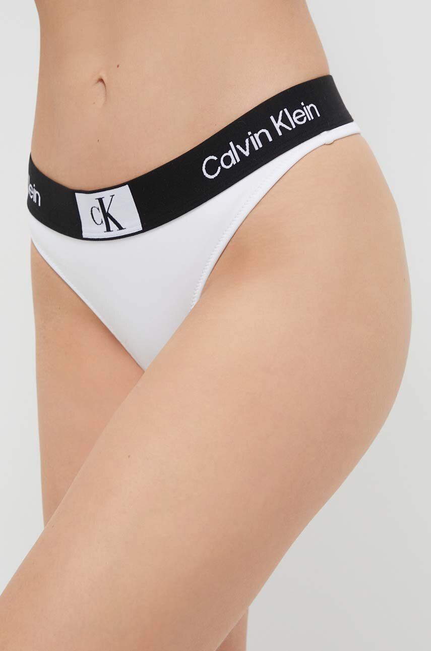 Levně Koupací kalhotky Calvin Klein bílá barva, KW0KW02258