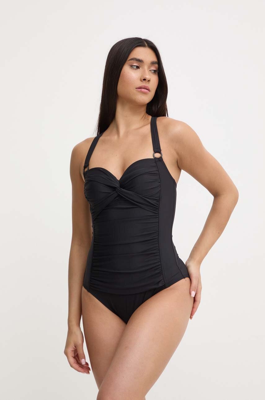 Dkny costum de baie dintr-o bucată culoarea negru, cupa usor rigidizata, DI4MS565