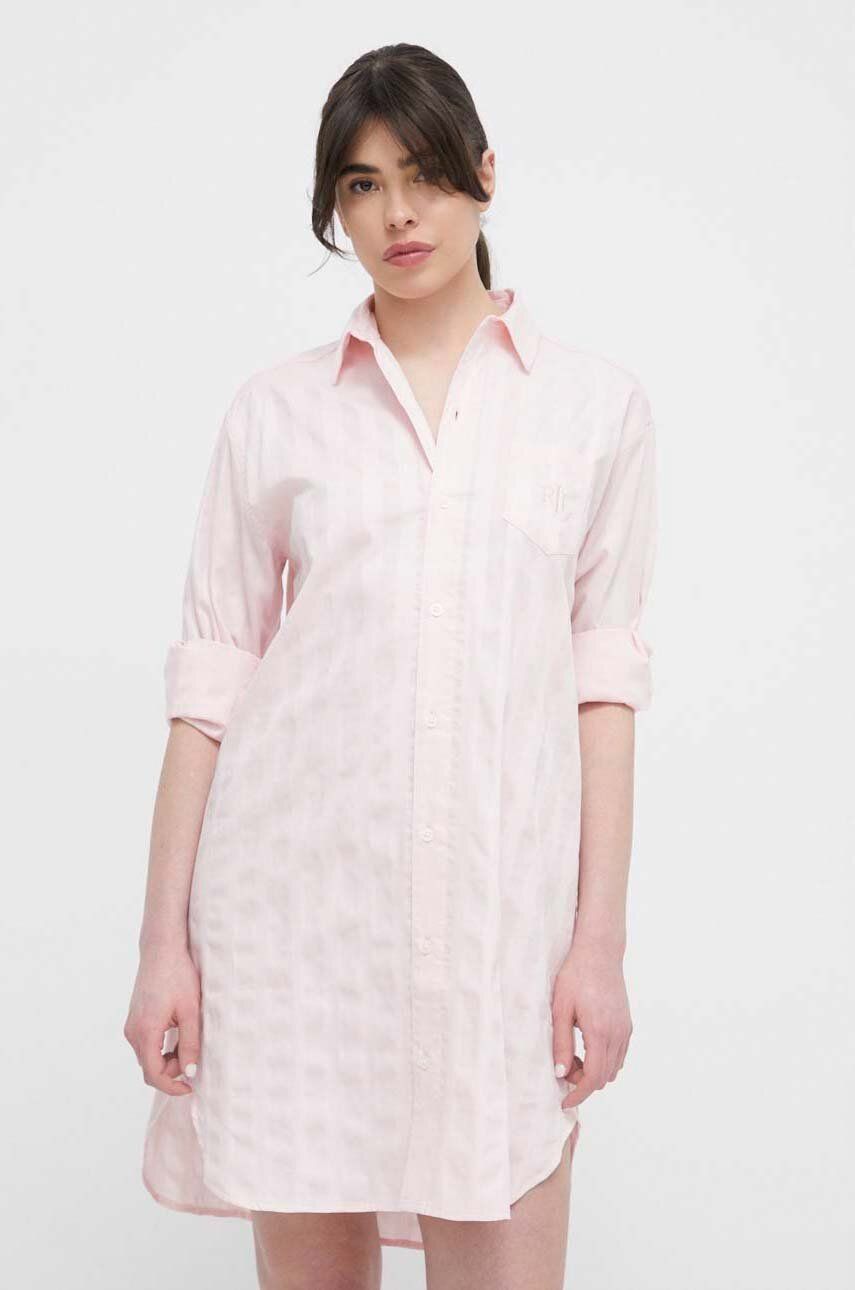 E-shop Bavlněná noční košile Lauren Ralph Lauren růžová barva, ILN32305