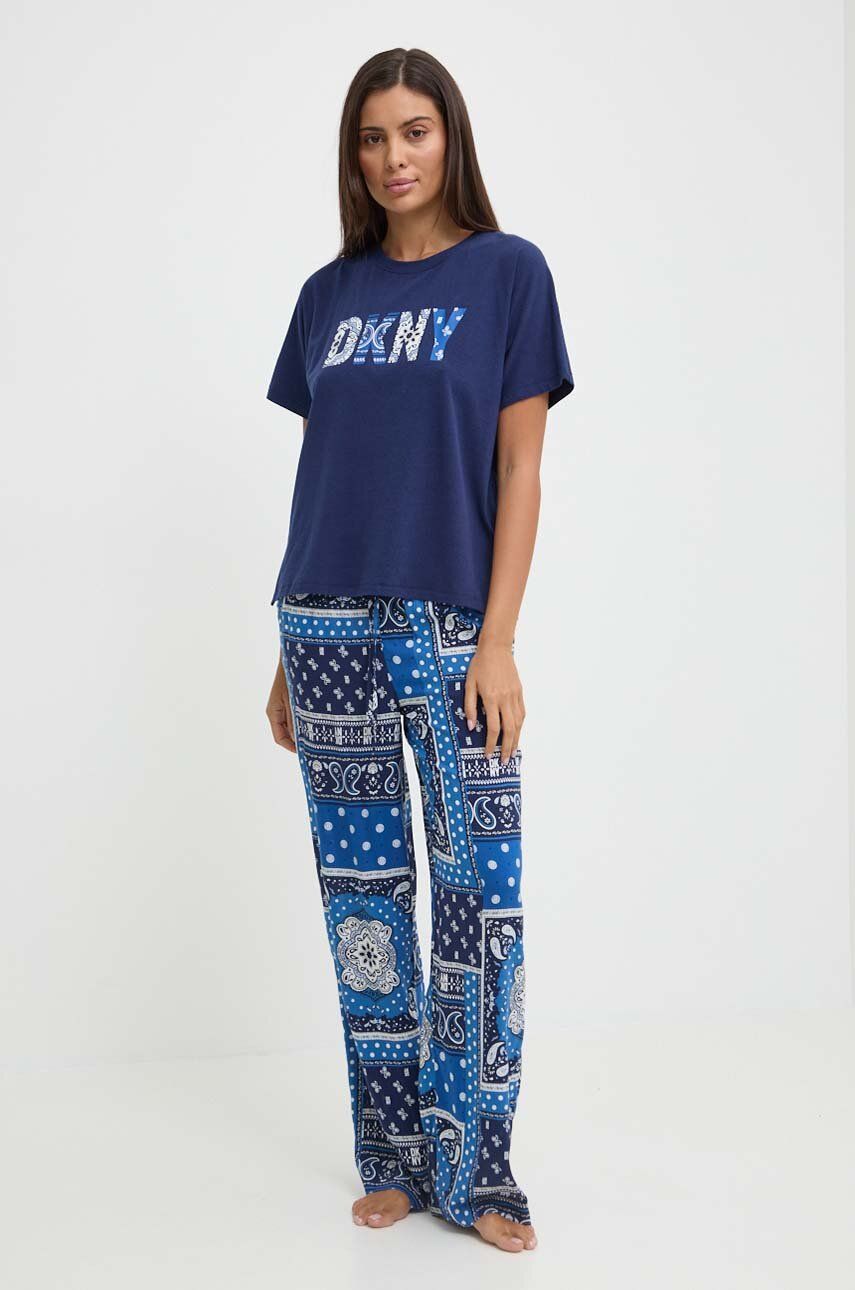 Dkny pijama femei, culoarea albastru marin, YI90015