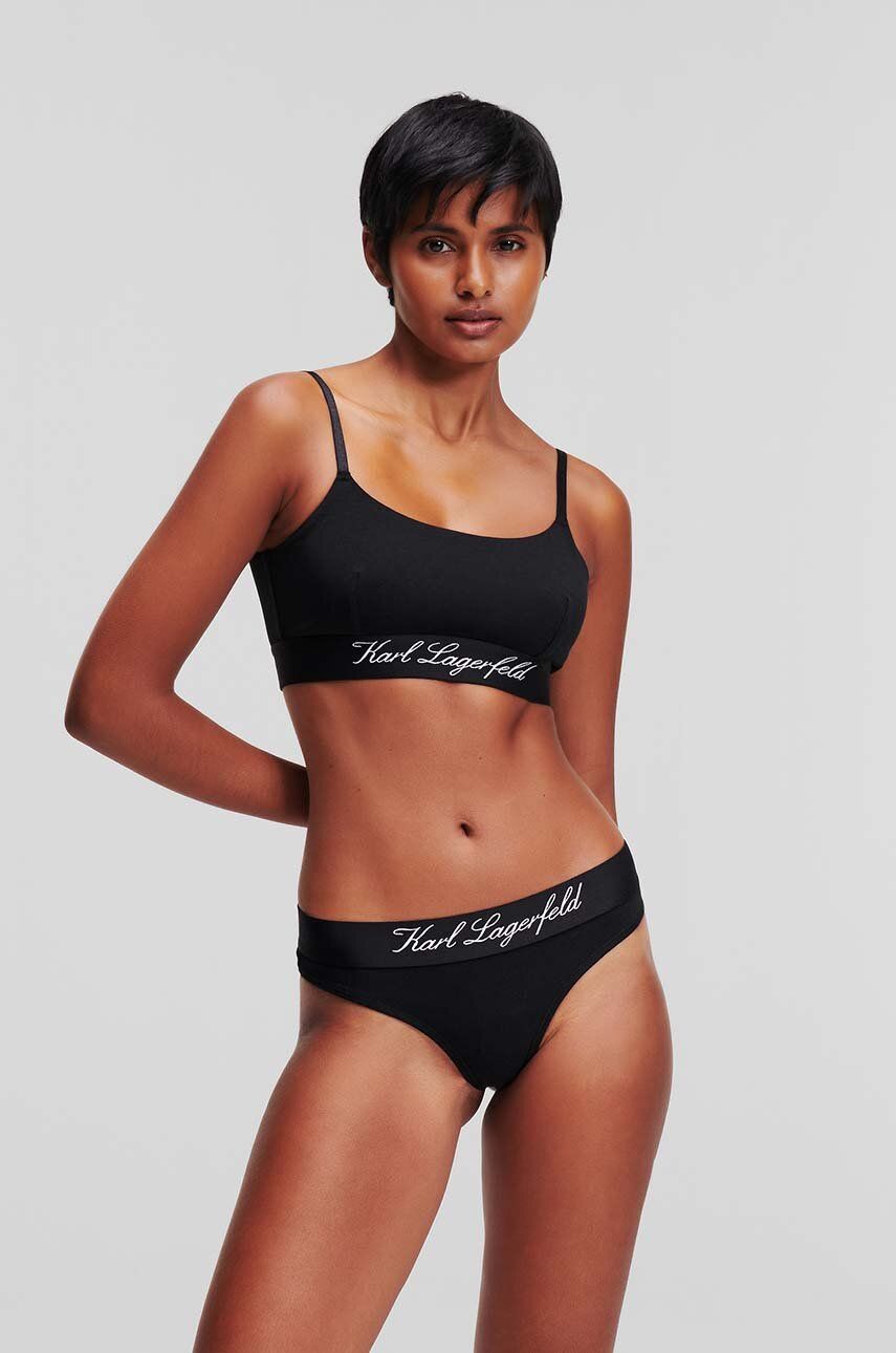 Karl Lagerfeld sutien culoarea negru, bumbac, neted - Shoppu
