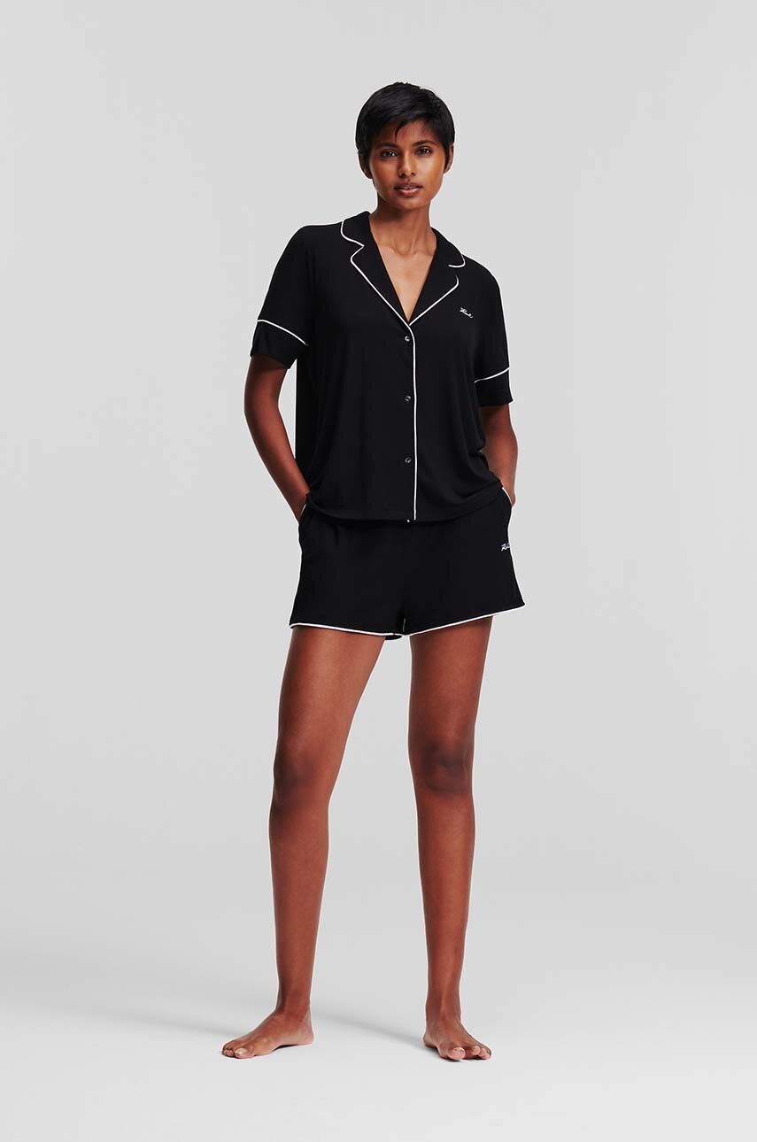 Karl Lagerfeld pijama femei, culoarea negru