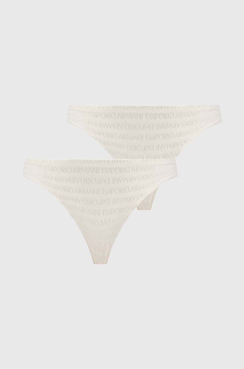 Emporio Armani Underwear tanga 2-pack culoarea bej, transparent