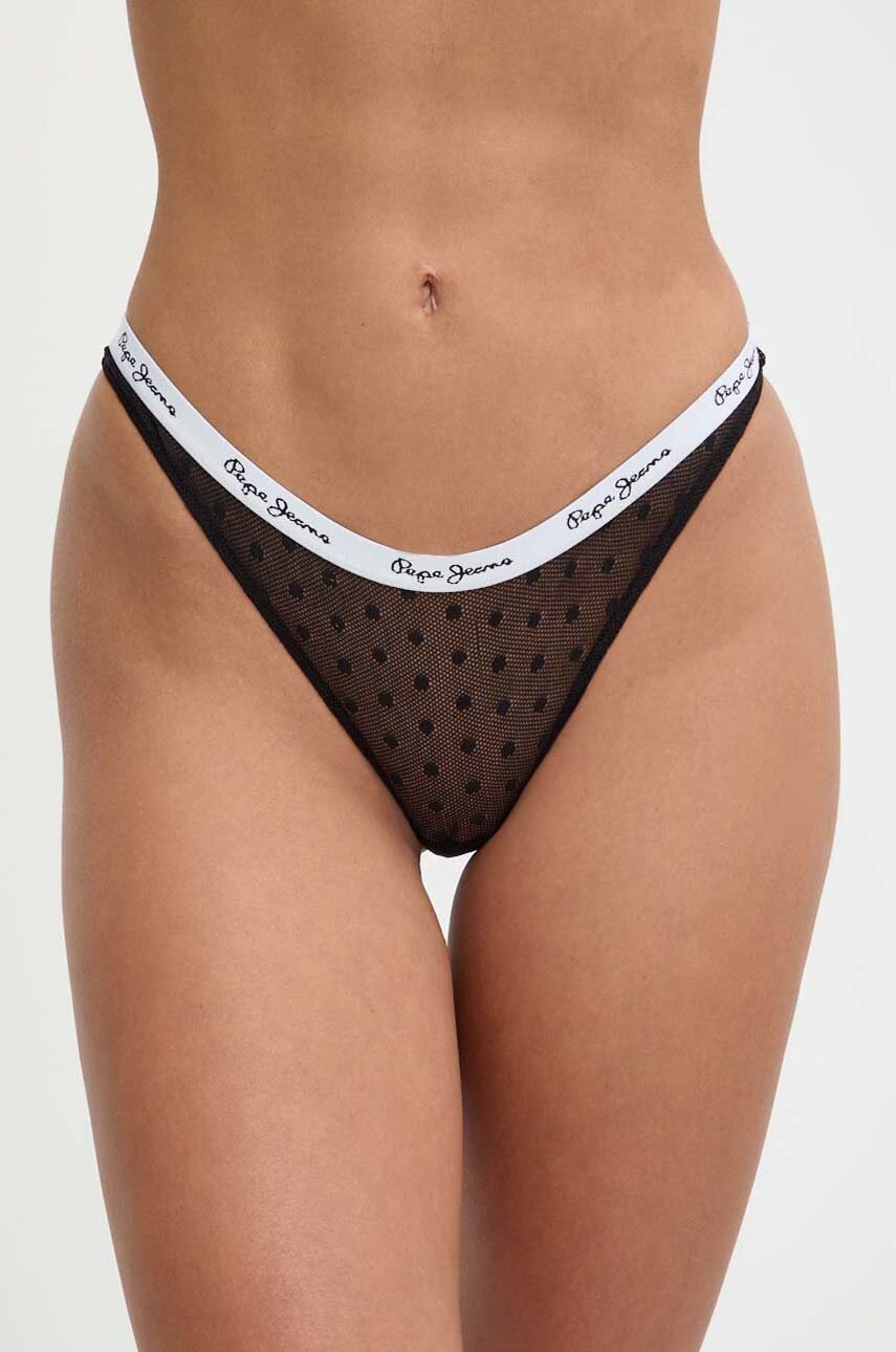 

Прашки Pepe Jeans DOT 3P THONG (3 чифта) в черно от полупрозрачна материя PLU11009, Черен