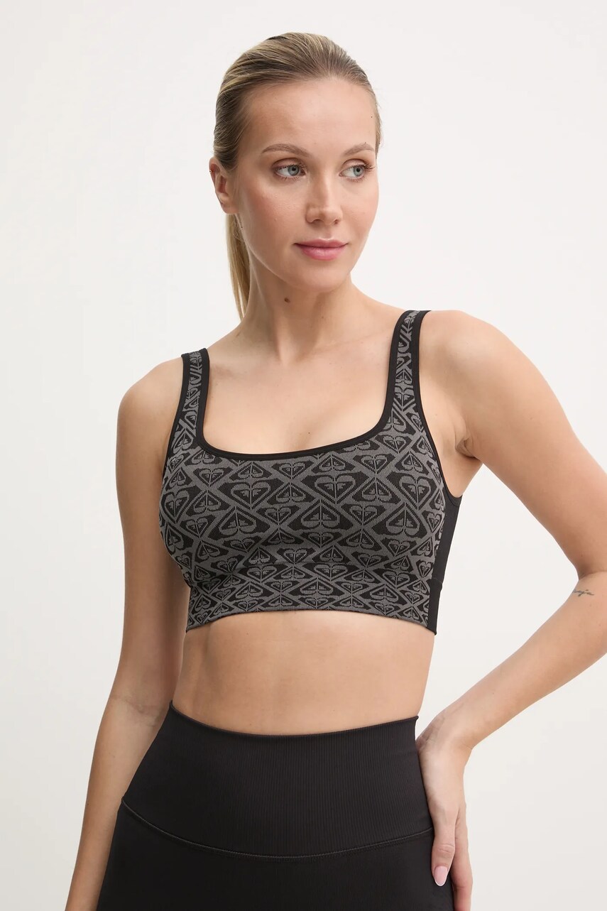Roxy sutien yoga Chill Out Heart culoarea negru, modelator, ERJKT04107