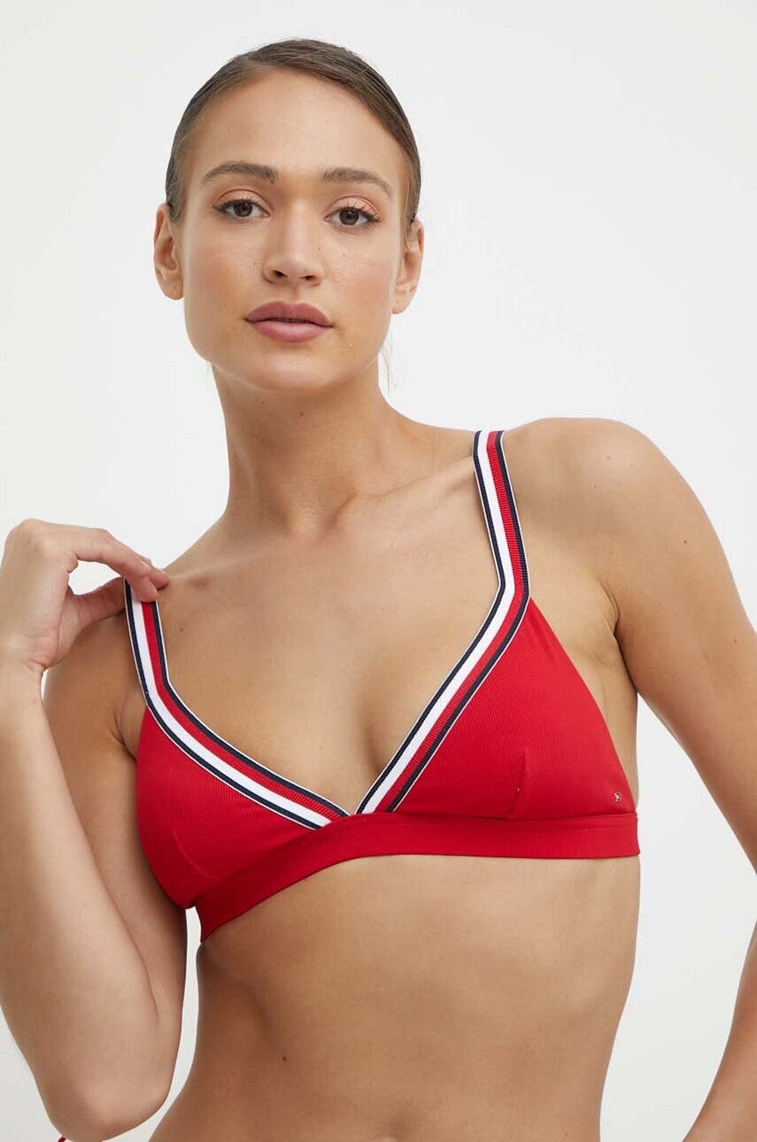 Levně Plavková podprsenka Tommy Hilfiger červená barva, mírně vyztužený košík, UW0UW05290
