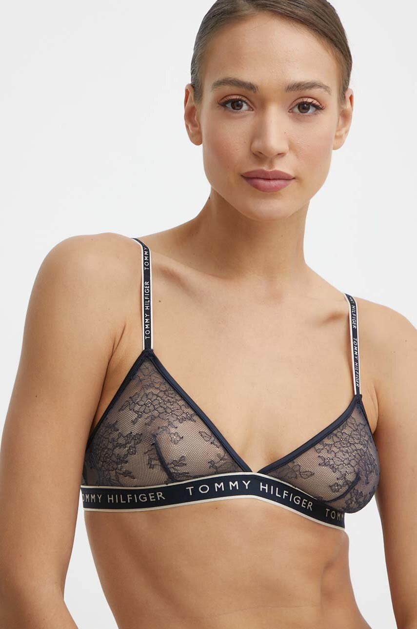 

Сутиен Tommy Hilfiger в тъмносиньо от дантела с изчистен дизайн UW0UW05172, Тъмносин