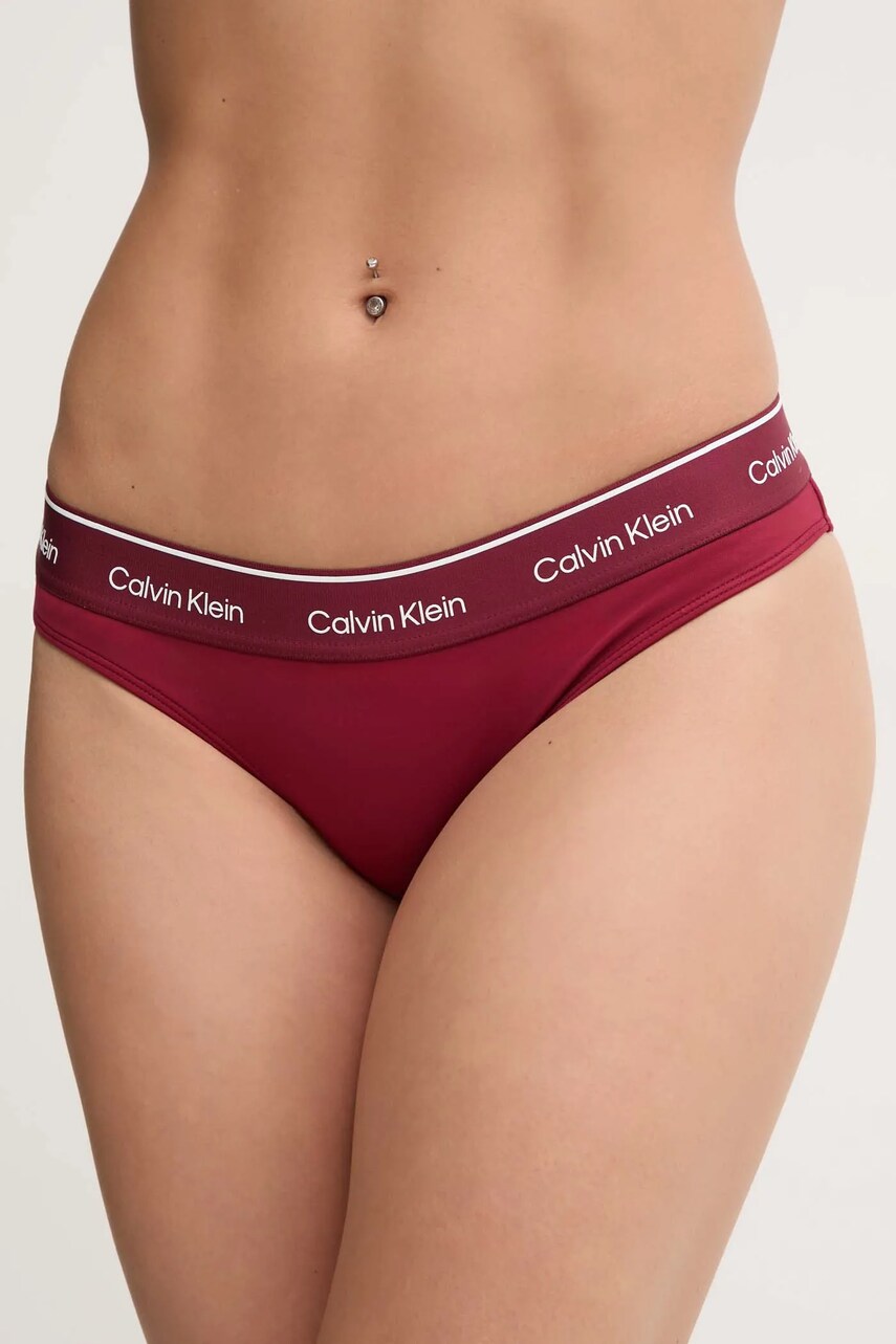 Levně Plavkové kalhotky Calvin Klein vínová barva, měkký košík