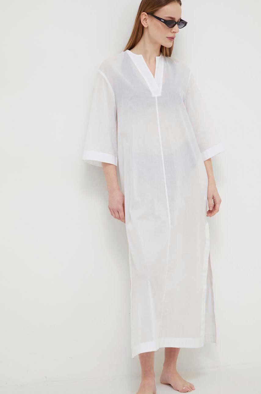 Levně Bavlněné plážové šaty Calvin Klein bílá barva, KW0KW02437