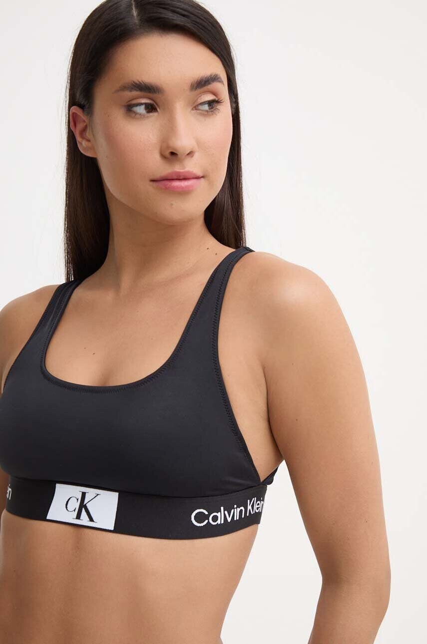 

Горнище на бански Calvin Klein в черно с леко подплатени чашки KW0KW02354, Черен