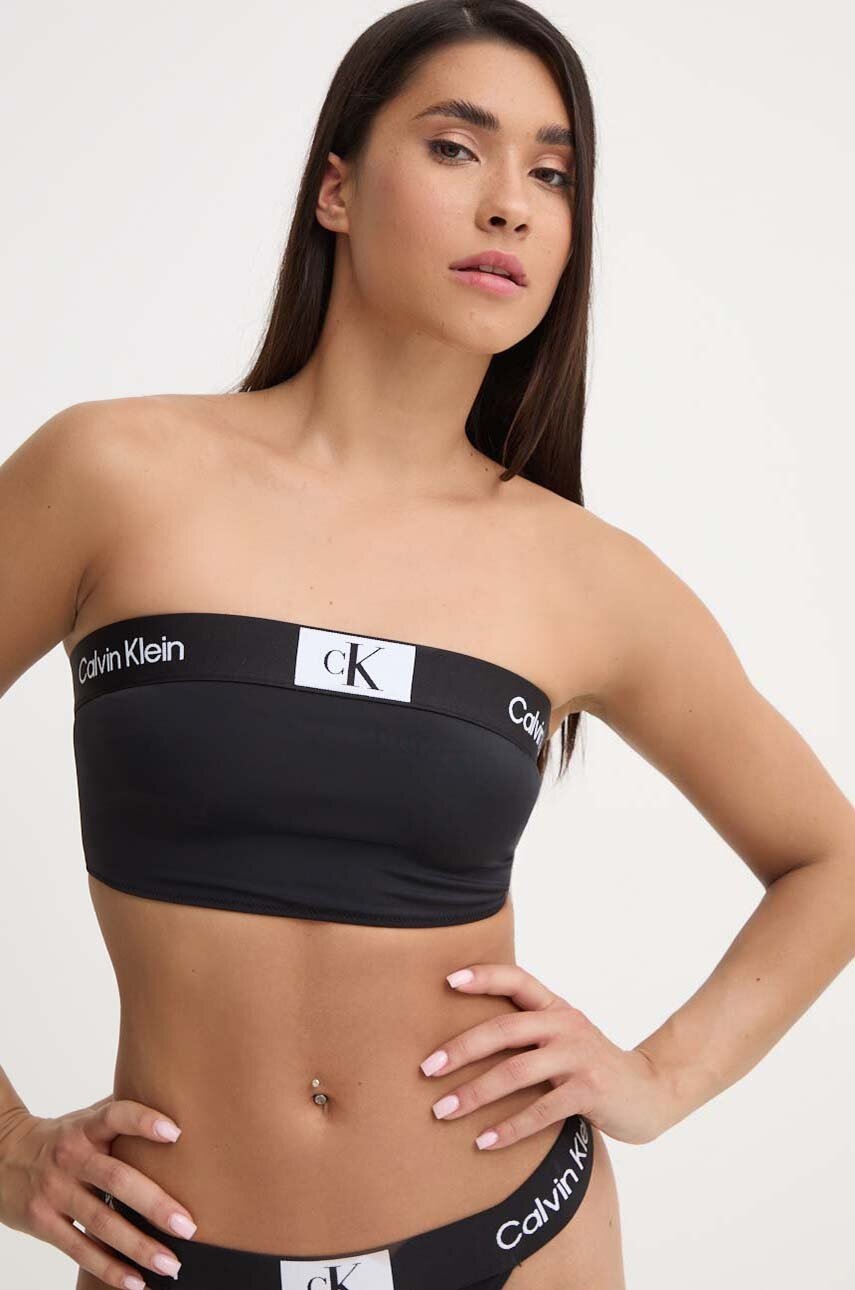 

Горнище на бански Calvin Klein в черно с меки чашки KW0KW02355, Черен