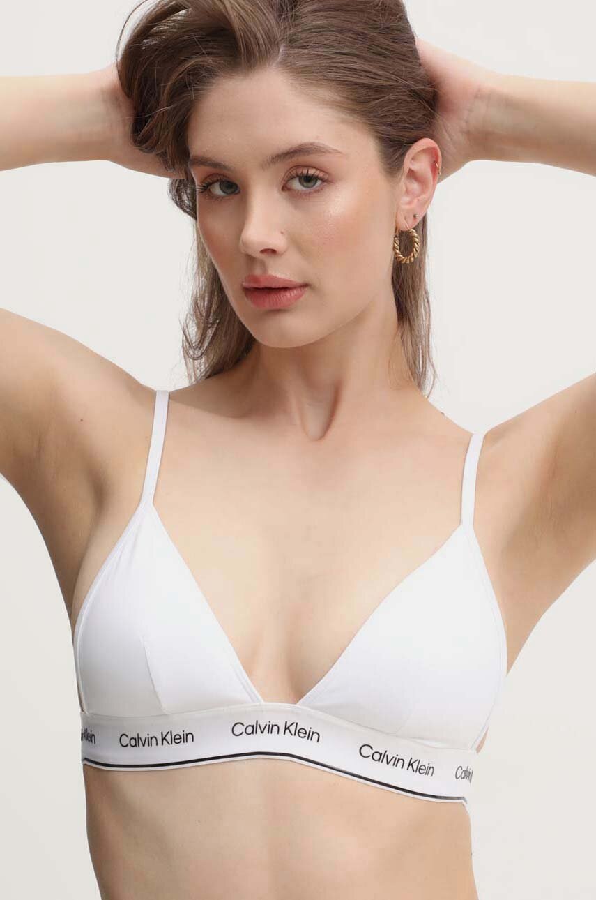

Горнище на бански Calvin Klein в бяло с леко подплатени чашки KW0KW02424, Бял