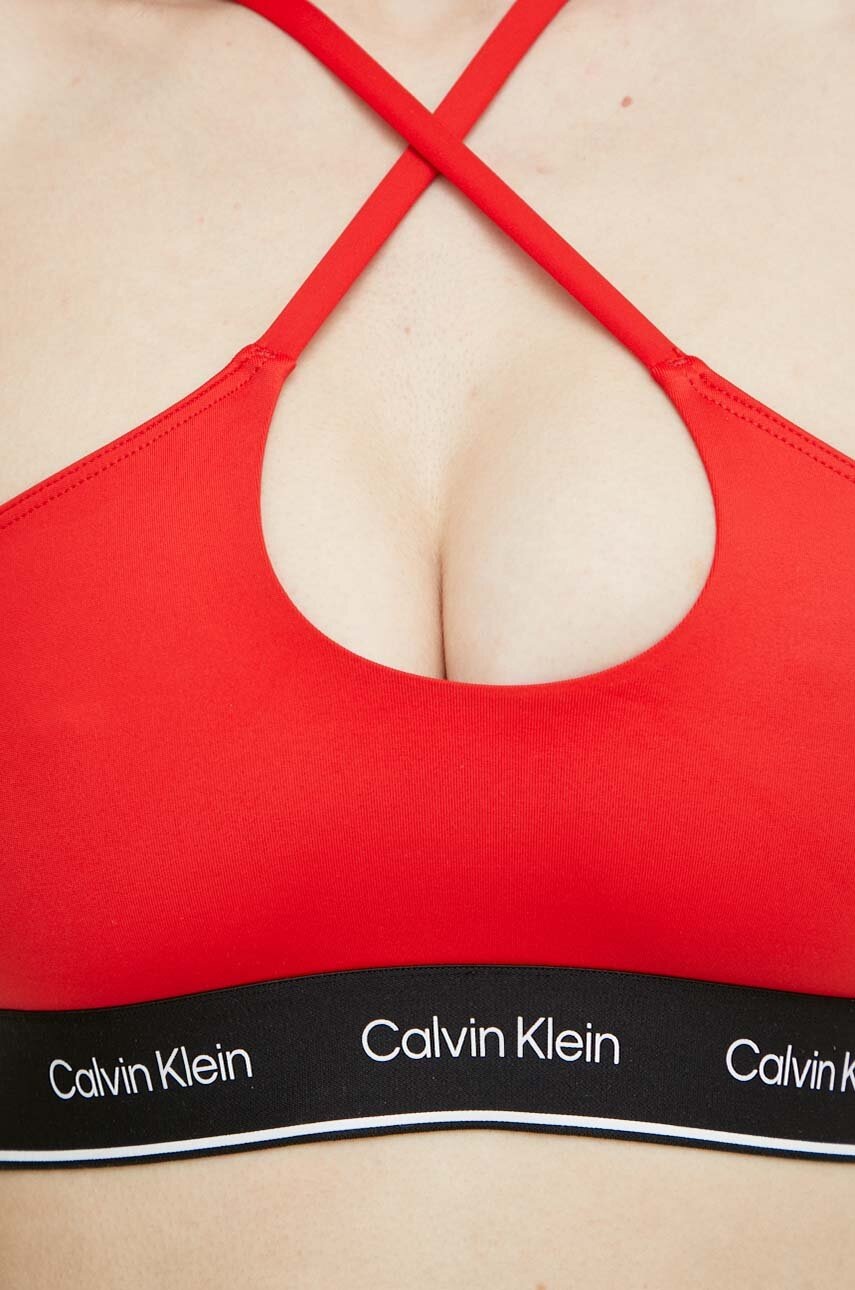 Купальний бюстгальтер Calvin Klein колір червоний м`яка чашечка 