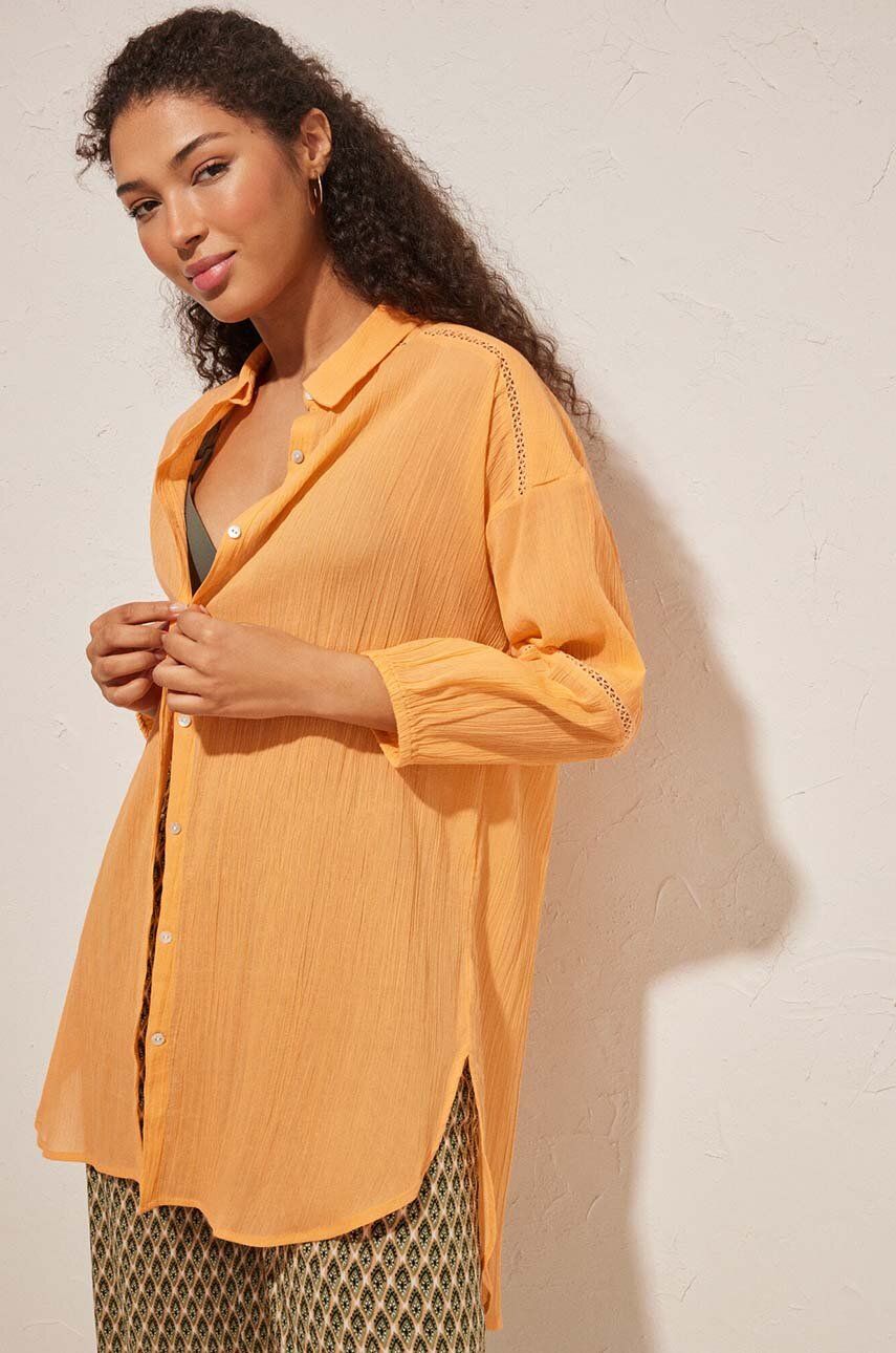 E-shop Bavlněná plážová košile women'secret PERFECT BEACH SETS oranžová barva, 5547385