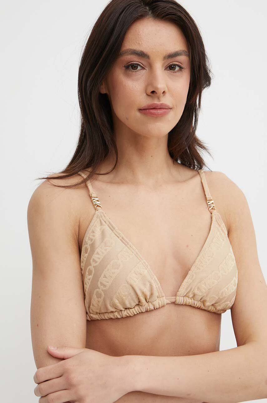 MICHAEL Michael Kors sutien de baie STRING BIKINI TOP culoarea bej, cupa usor rigidizata, MM13094