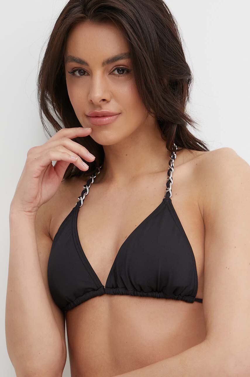 Plavková podprsenka MICHAEL Michael Kors STRING BIKINI TOP černá barva, mírně vyztužený košík, MM7M039