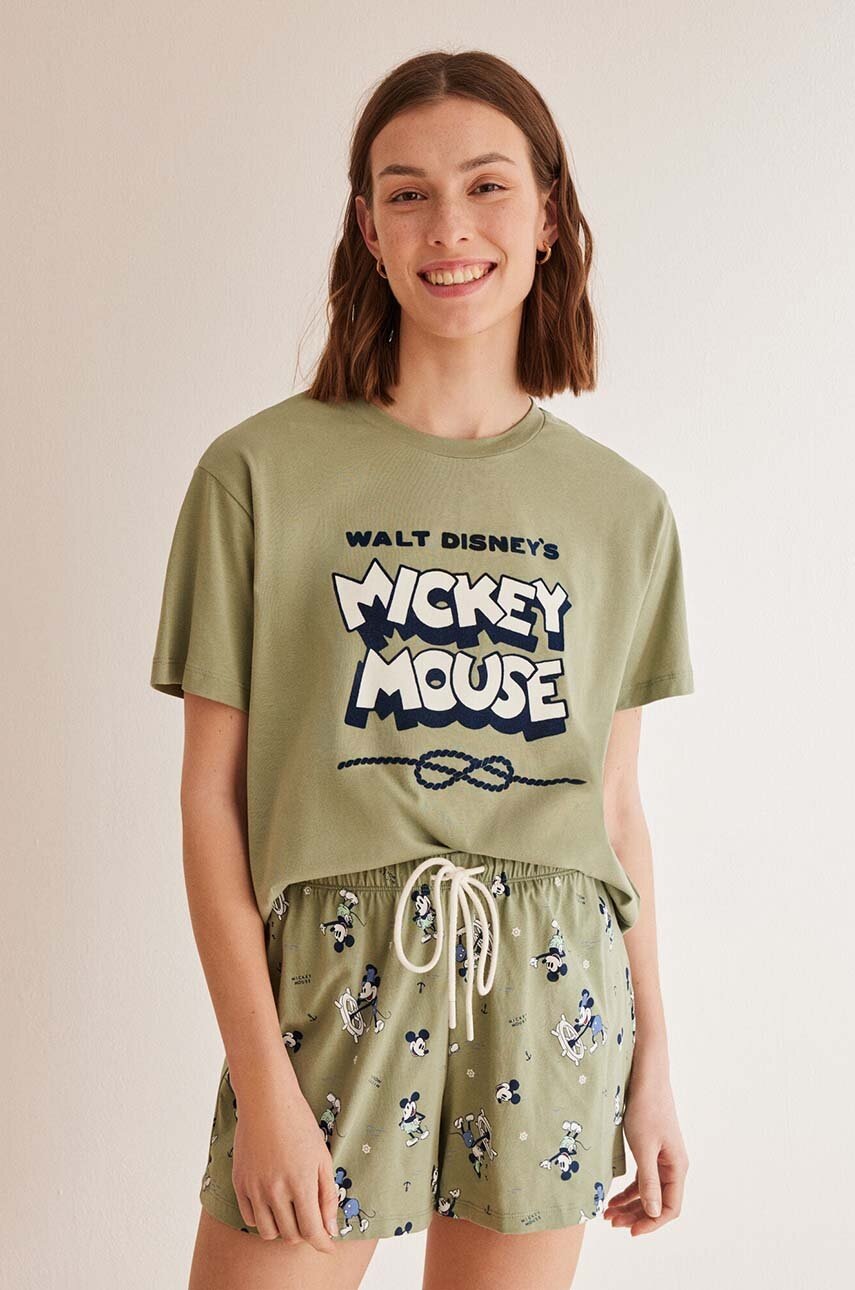 

Памучна пижама women'secret MULTILICENSE SAILOR дамска в бяло от сатен 2547597, Зелен