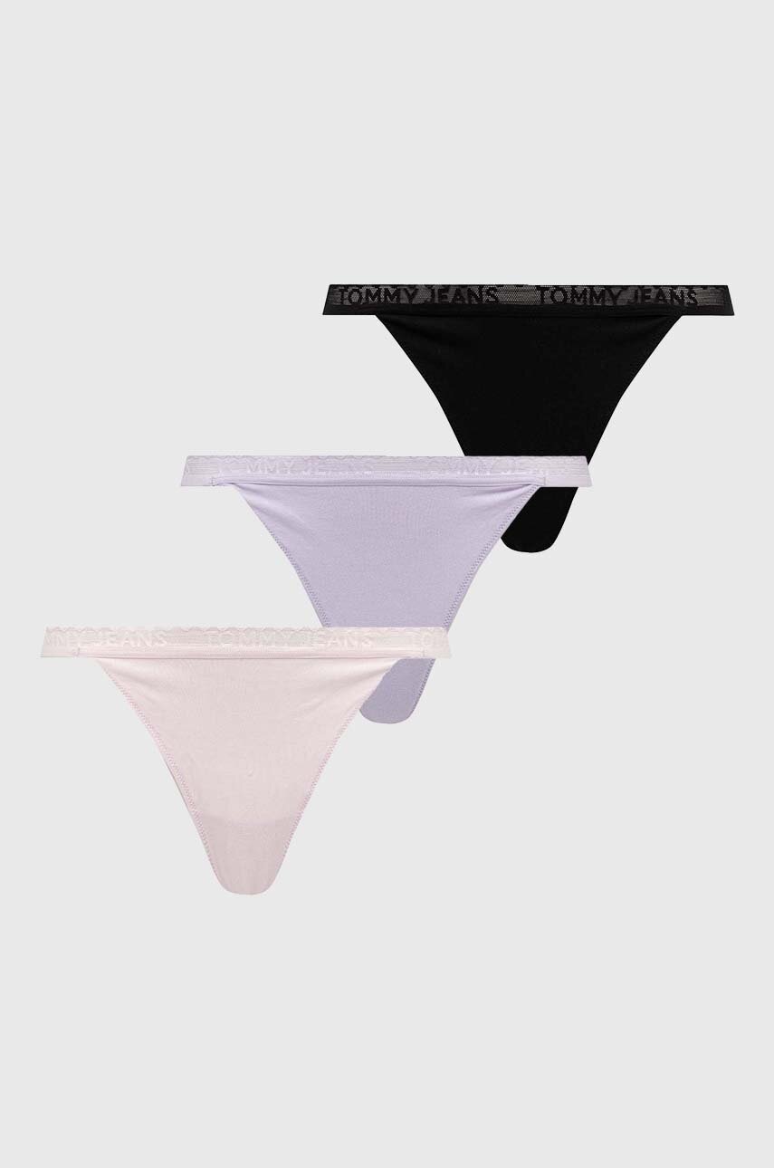 Tommy Jeans tanga 3-pack culoarea violet, UW0UW05017