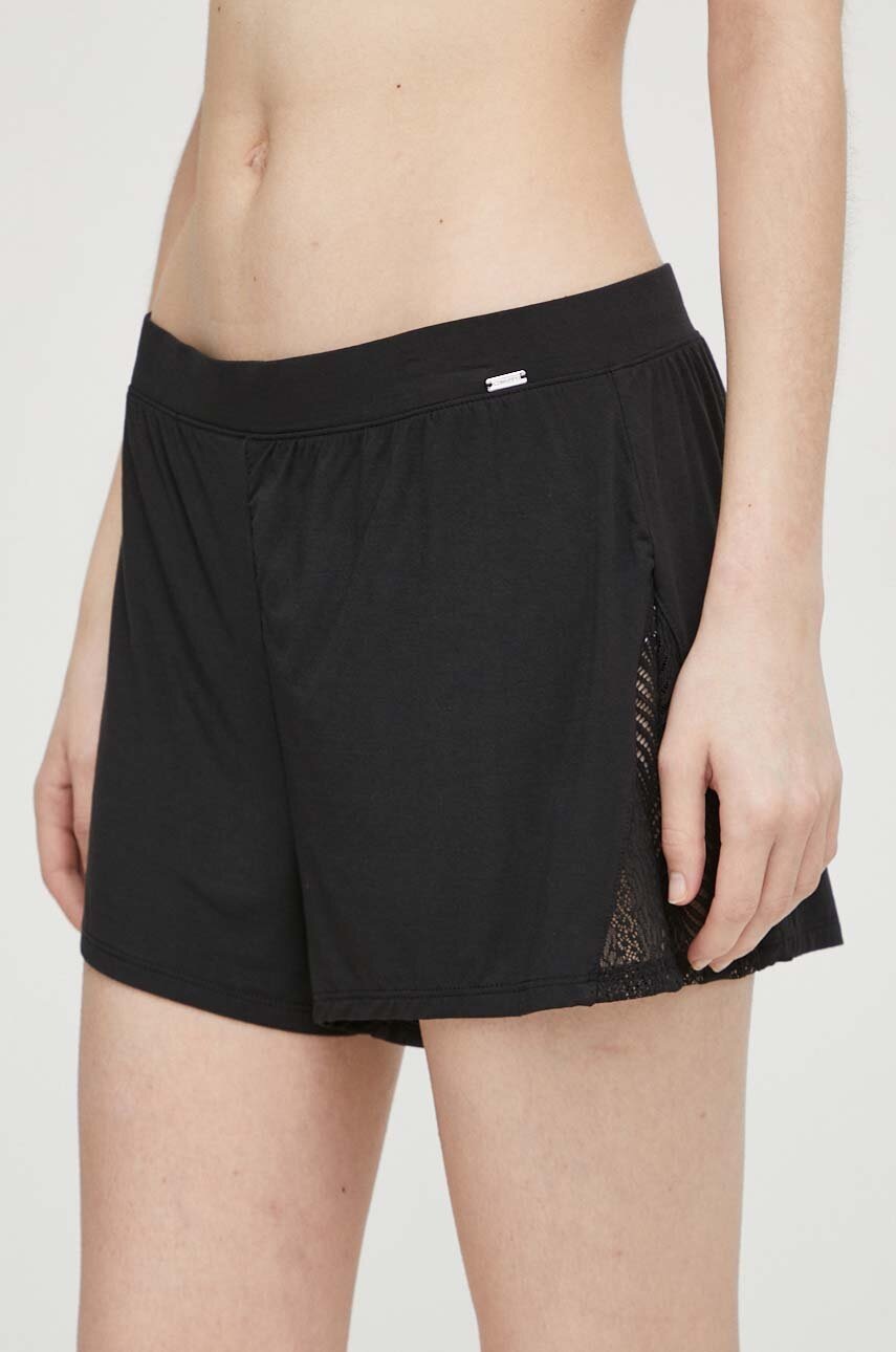 Calvin klein underwear rövid pizsama női, fekete, csipkés