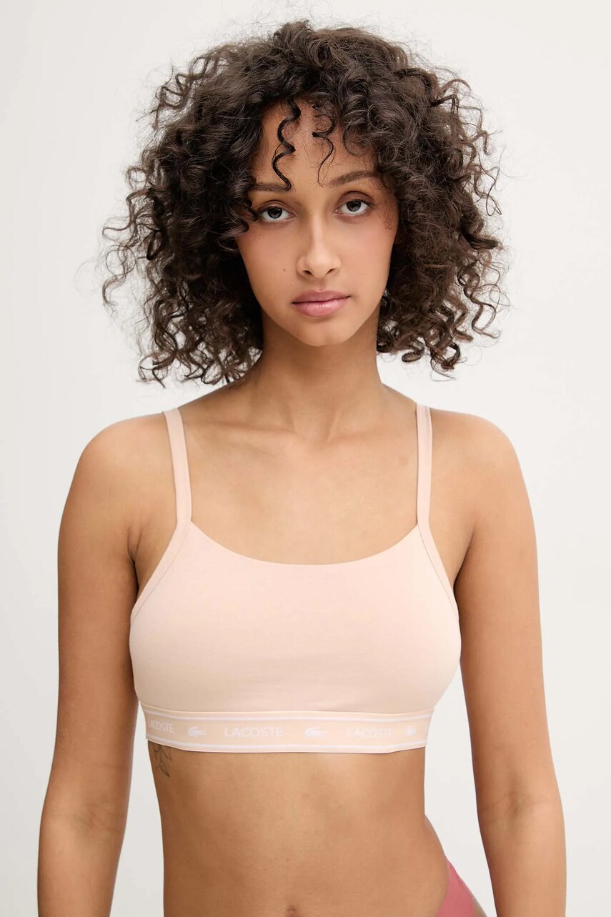 Lacoste sutien culoarea roz, neted
