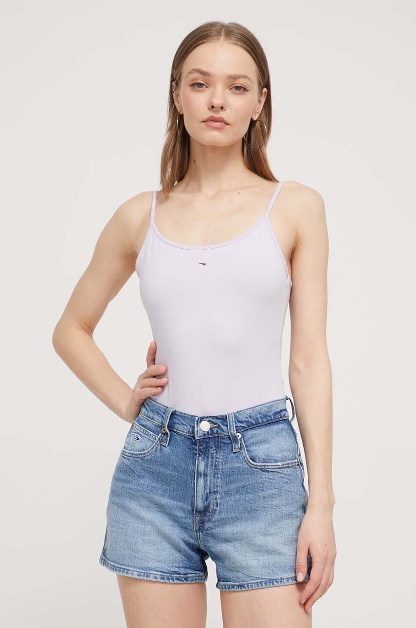 Tommy Jeans body femei, culoarea violet