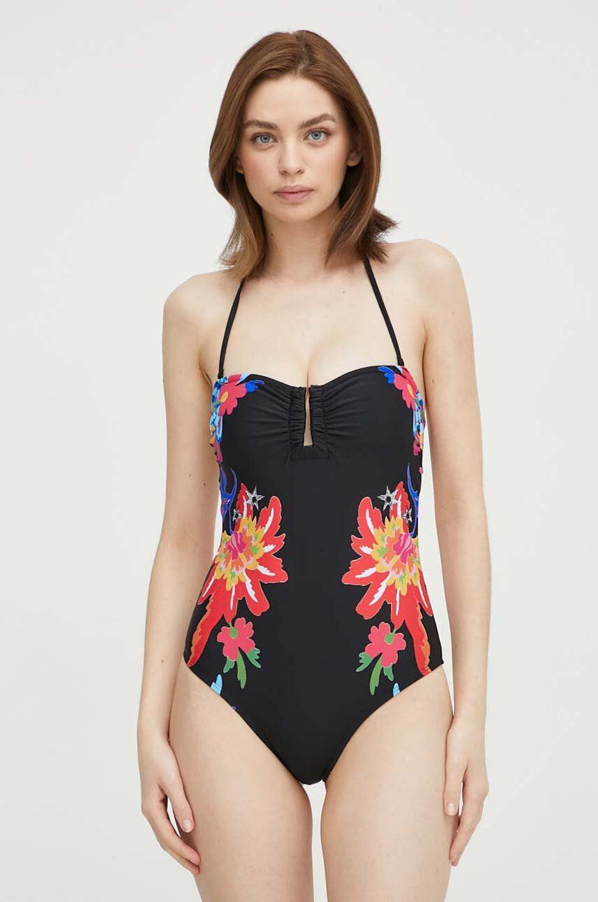 Desigual costum de baie dintr-o bucată culoarea negru, cupa usor rigidizata