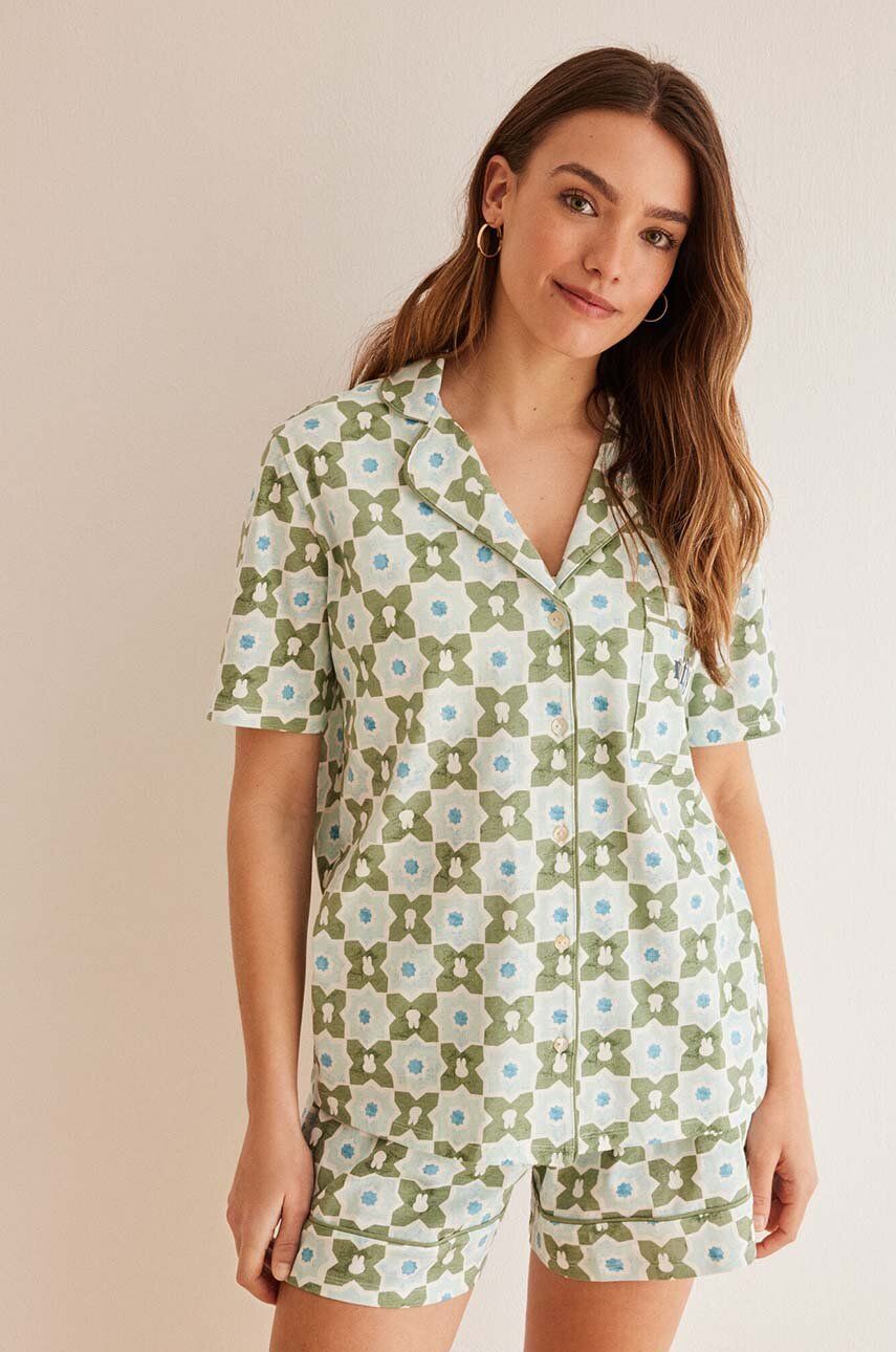women'secret pijamale de bumbac Miffy culoarea verde, bumbac, 3137646