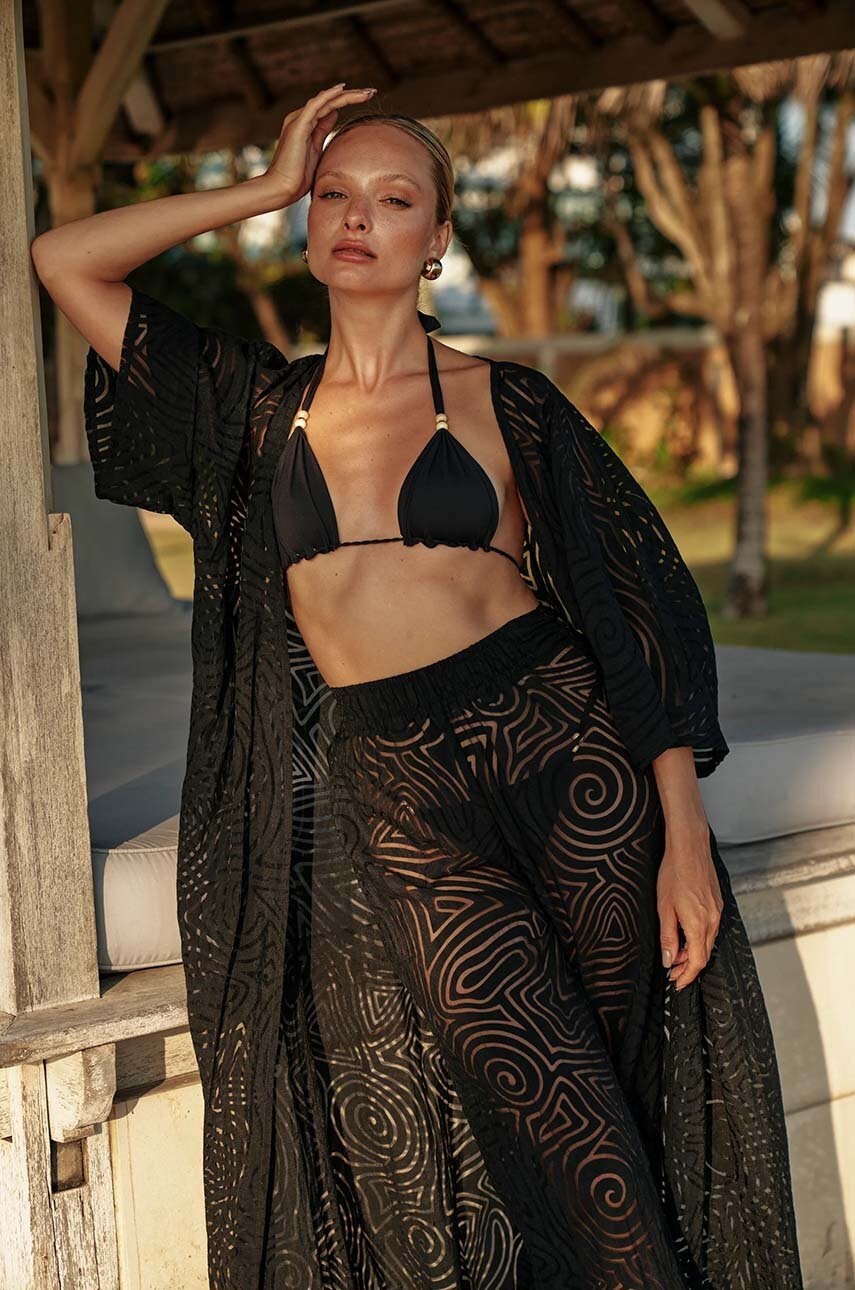 Praia Beachwear camasa de plaja Mykonos culoarea negru, MYKONOS