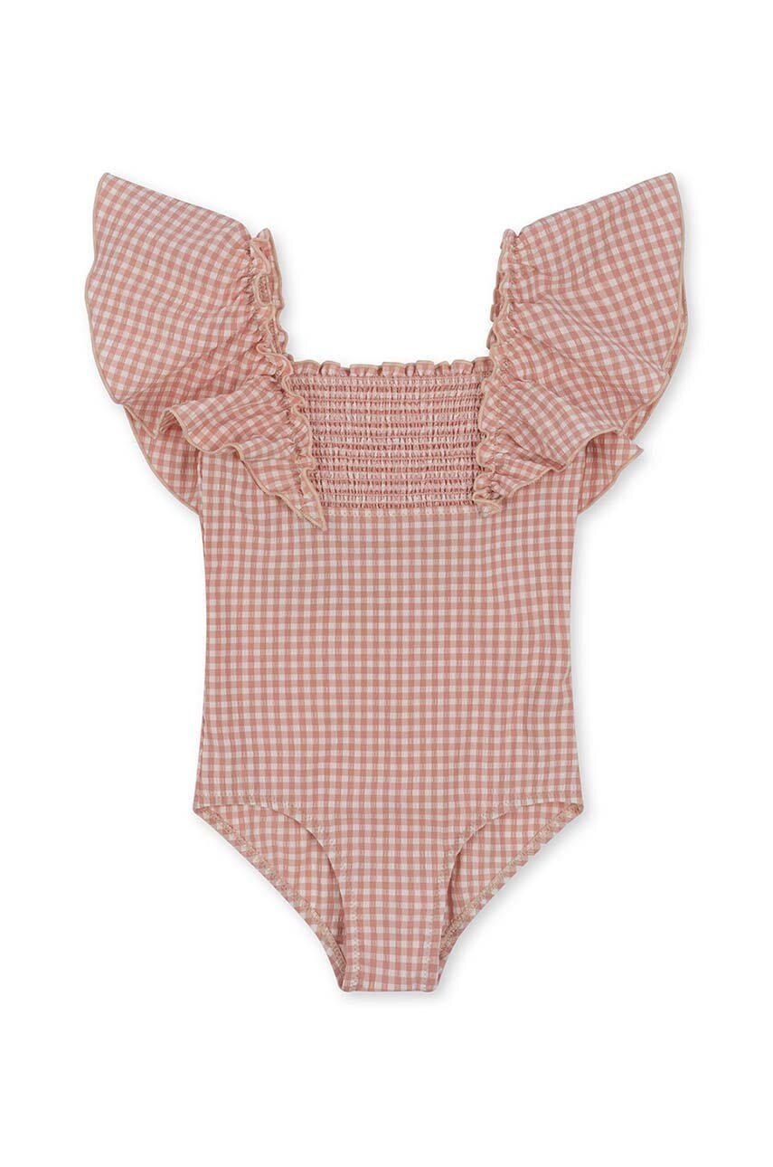 Суцільний дитячий купальник Konges Sløjd колір рожевий