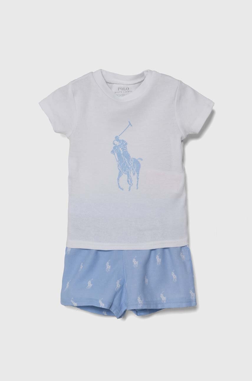 

Детска памучна пижама Polo Ralph Lauren в синьо с десен, Син