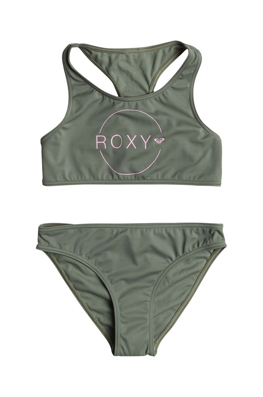 E-shop Dvoudílné dětské plavky Roxy BASIC ACTIVE CR zelená barva
