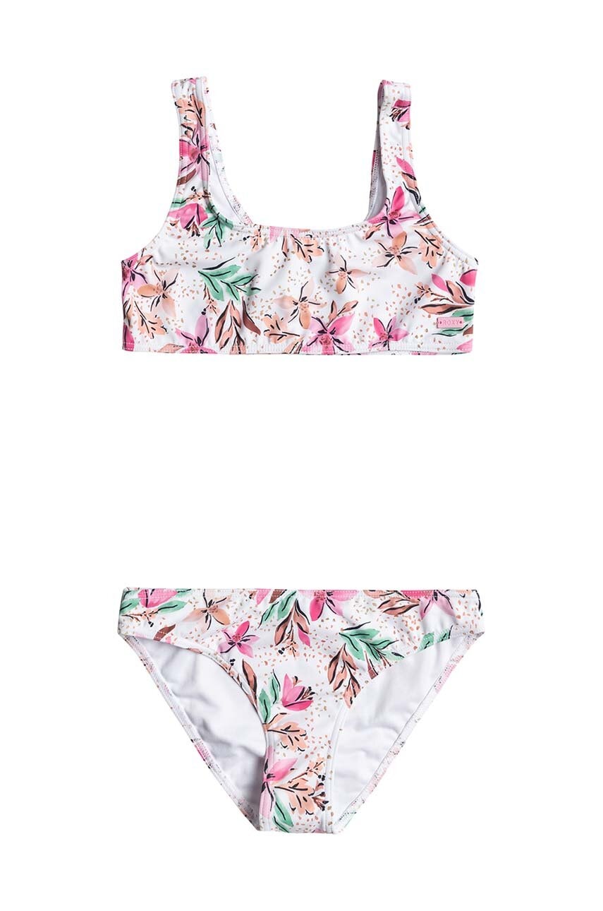 Roxy costum de baie pentru copii din două piese HAPPY TROPICAL culoarea alb