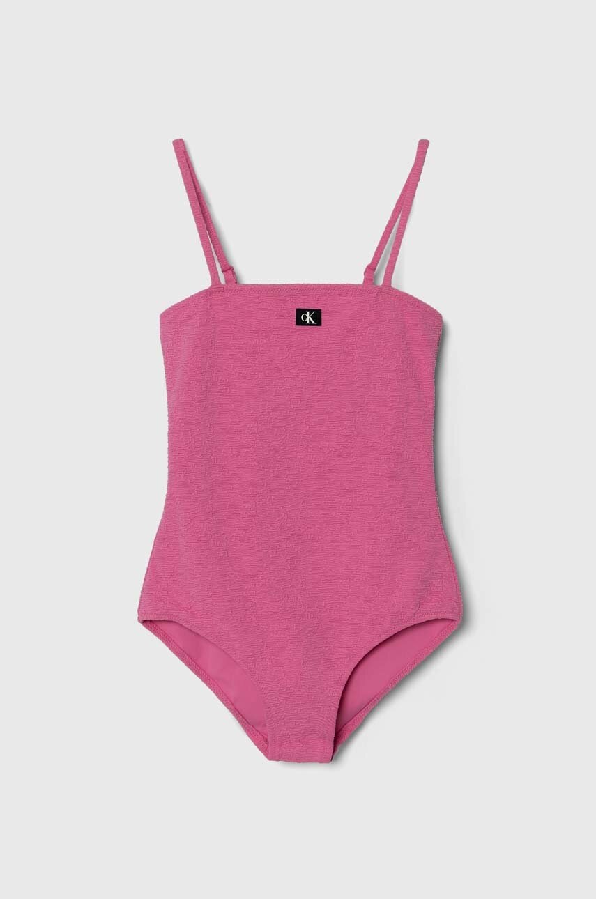 

Детски цял бански Calvin Klein Jeans в розово, Розов