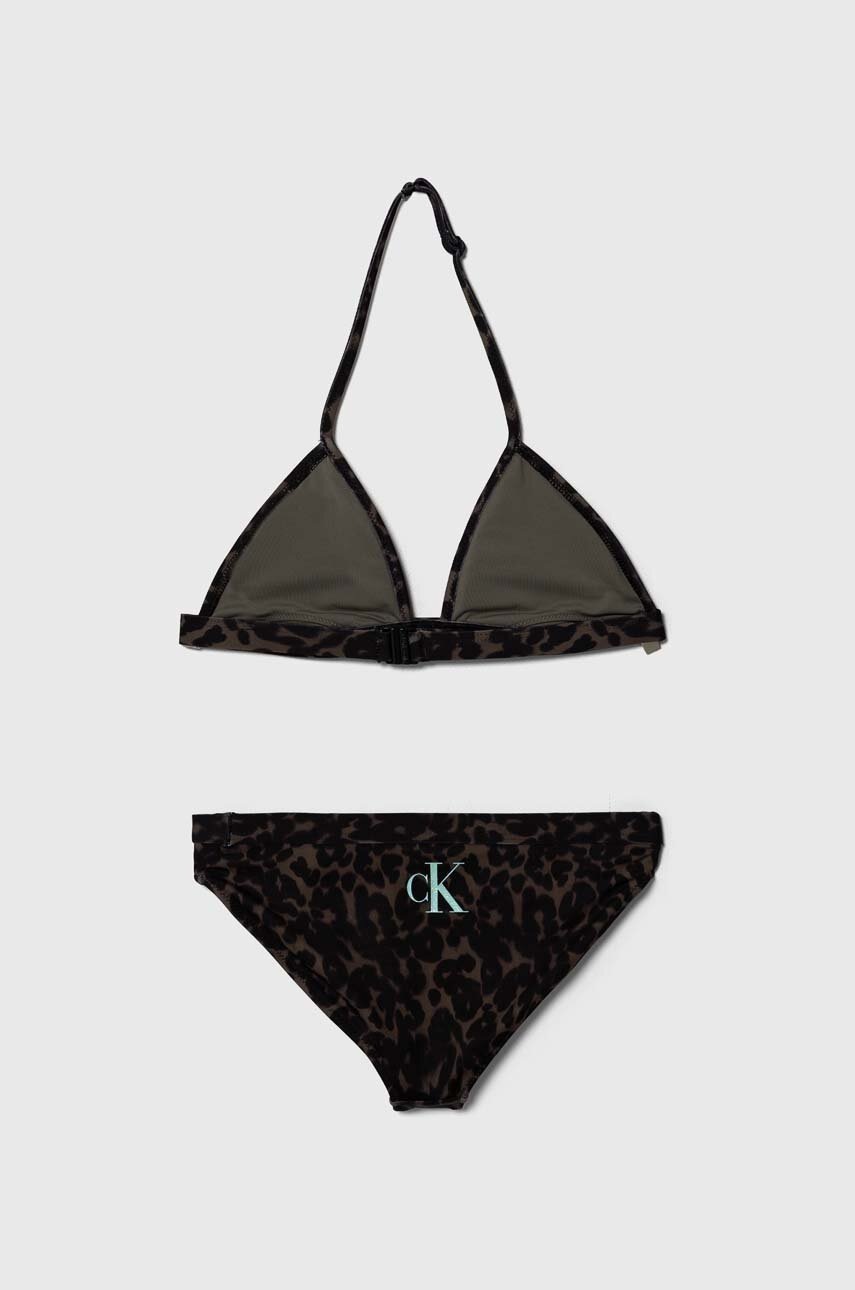 Роздільний дитячий купальник Calvin Klein Jeans колір зелений