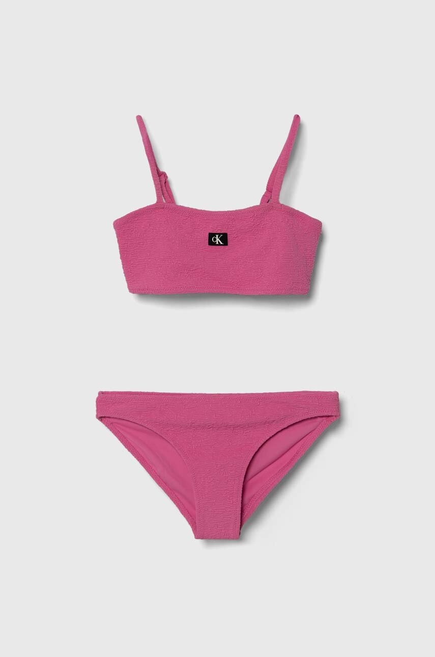 

Детски бански от две части Calvin Klein Jeans в розово, Розов