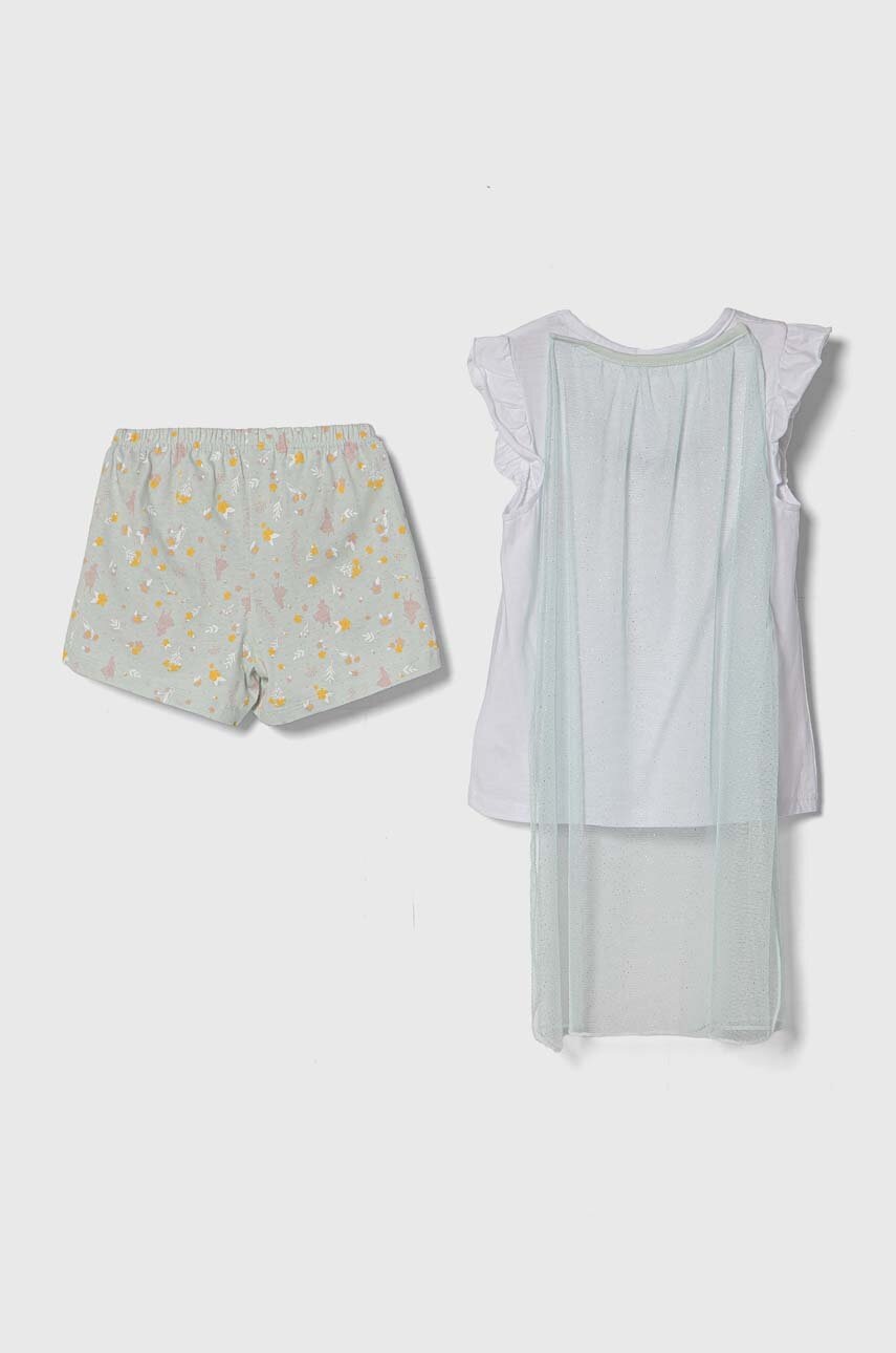 Дитяча бавовняна піжама zippy колір зелений з принтом