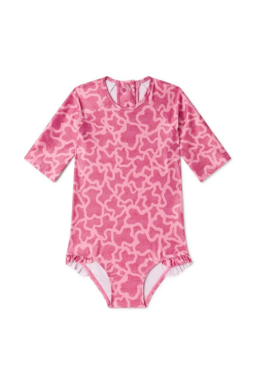 Tous costum de baie dintr-o bucată pentru bebeluși culoarea roz