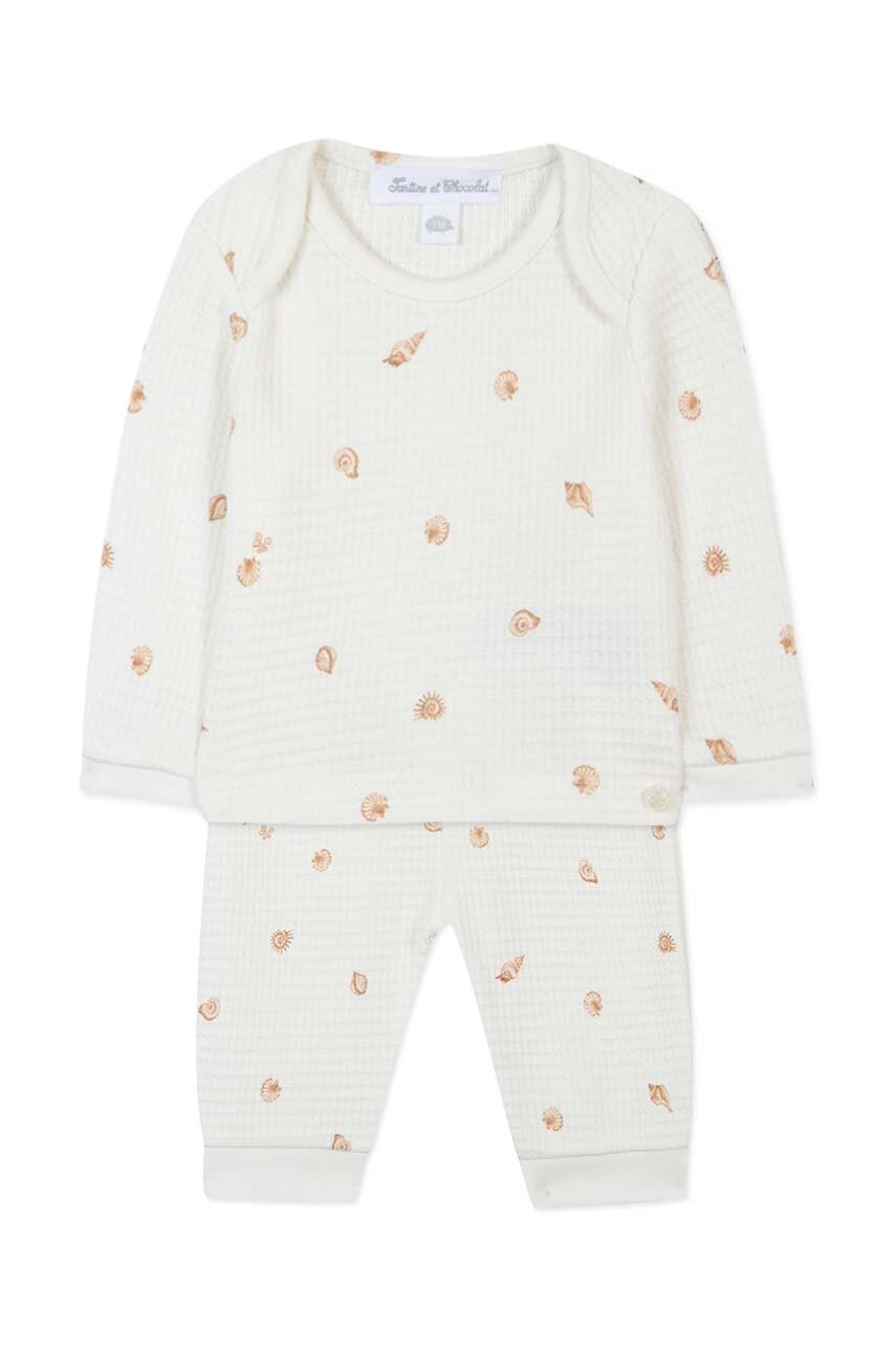 Детская хлопковая пижама Tartine et Chocolat цвет белый узор
