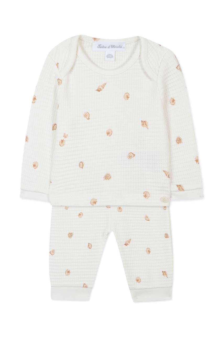 Детская хлопковая пижама Tartine et Chocolat цвет белый узор Детская хлопковая пижама Tartine et Chocolat цвет белый узор