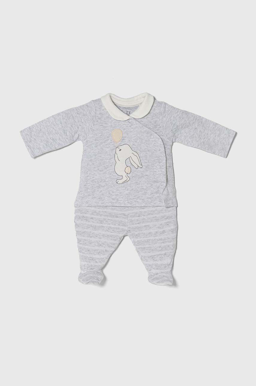 zippy pijamale pentru bebelusi culoarea gri, cu imprimeu