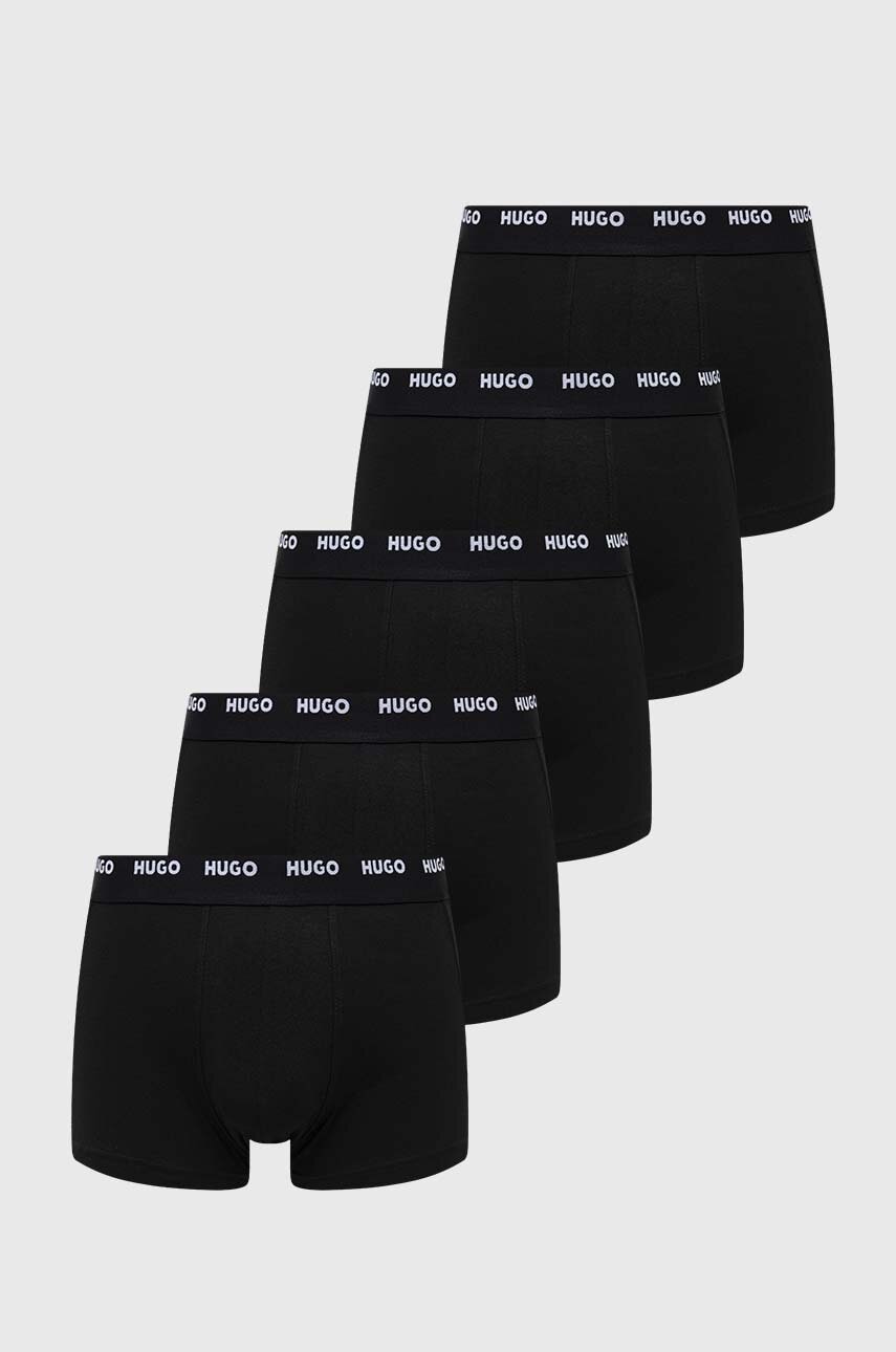 Levně Boxerky HUGO 5-pack pánské, černá barva