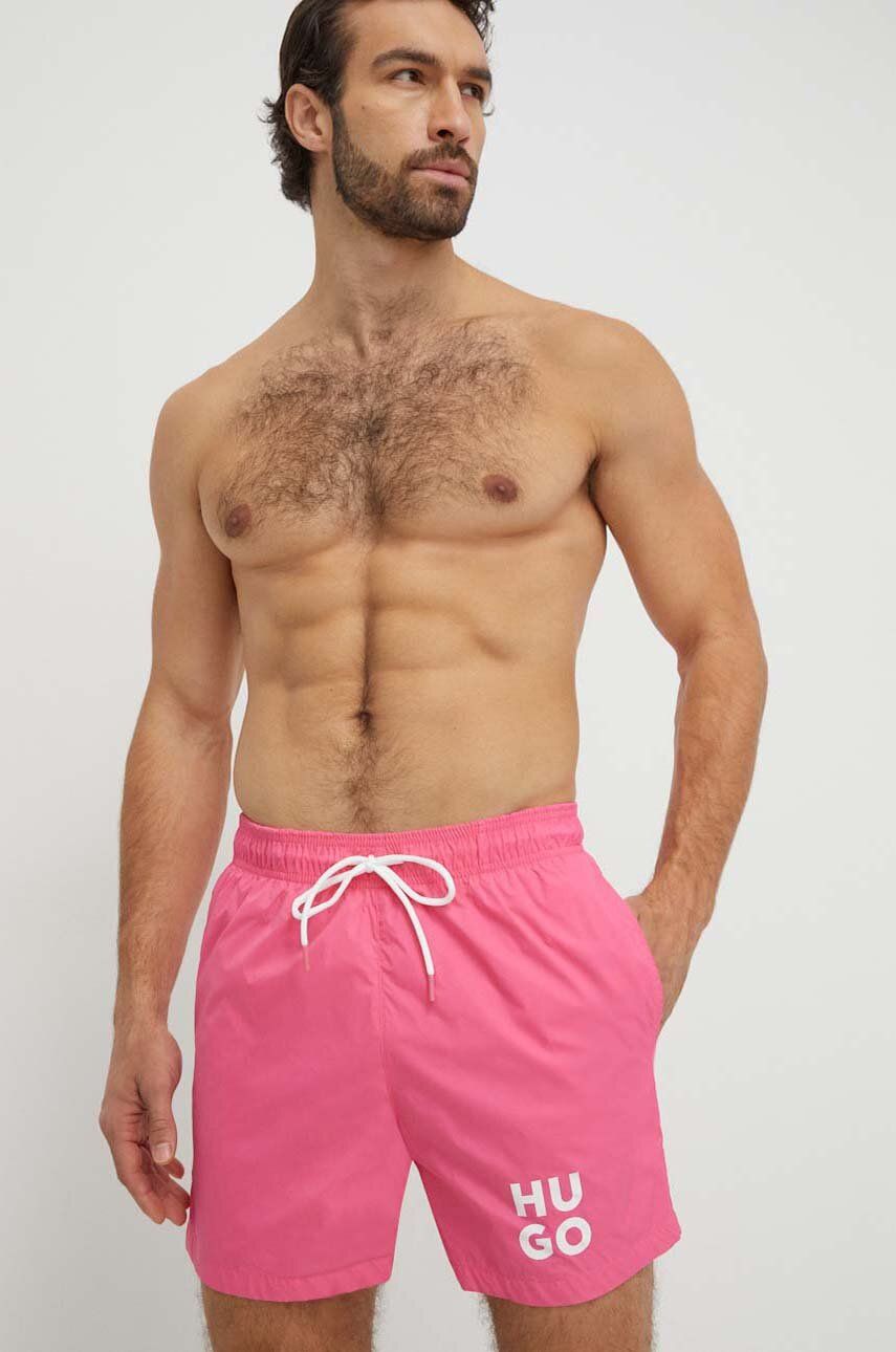 Levně Plavkové šortky HUGO růžová barva, 50510190